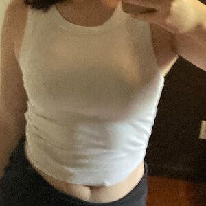 modeled version of the white tank top